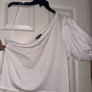 Express White Asymmetrical Blouse
